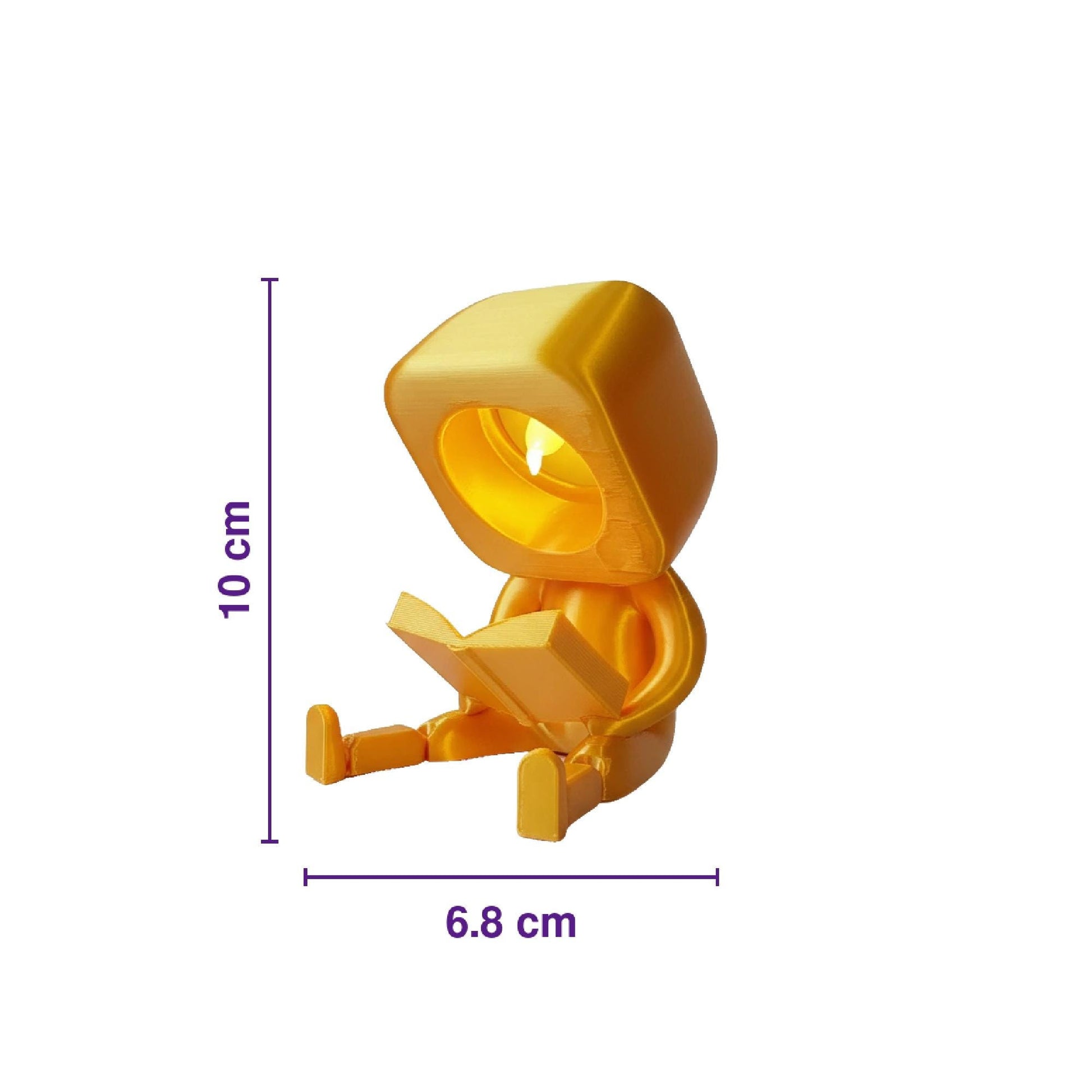 Enfeite Luminoso Articulado Personagem Lendo Livro Ideal para Decoração de Estantes e Mesas