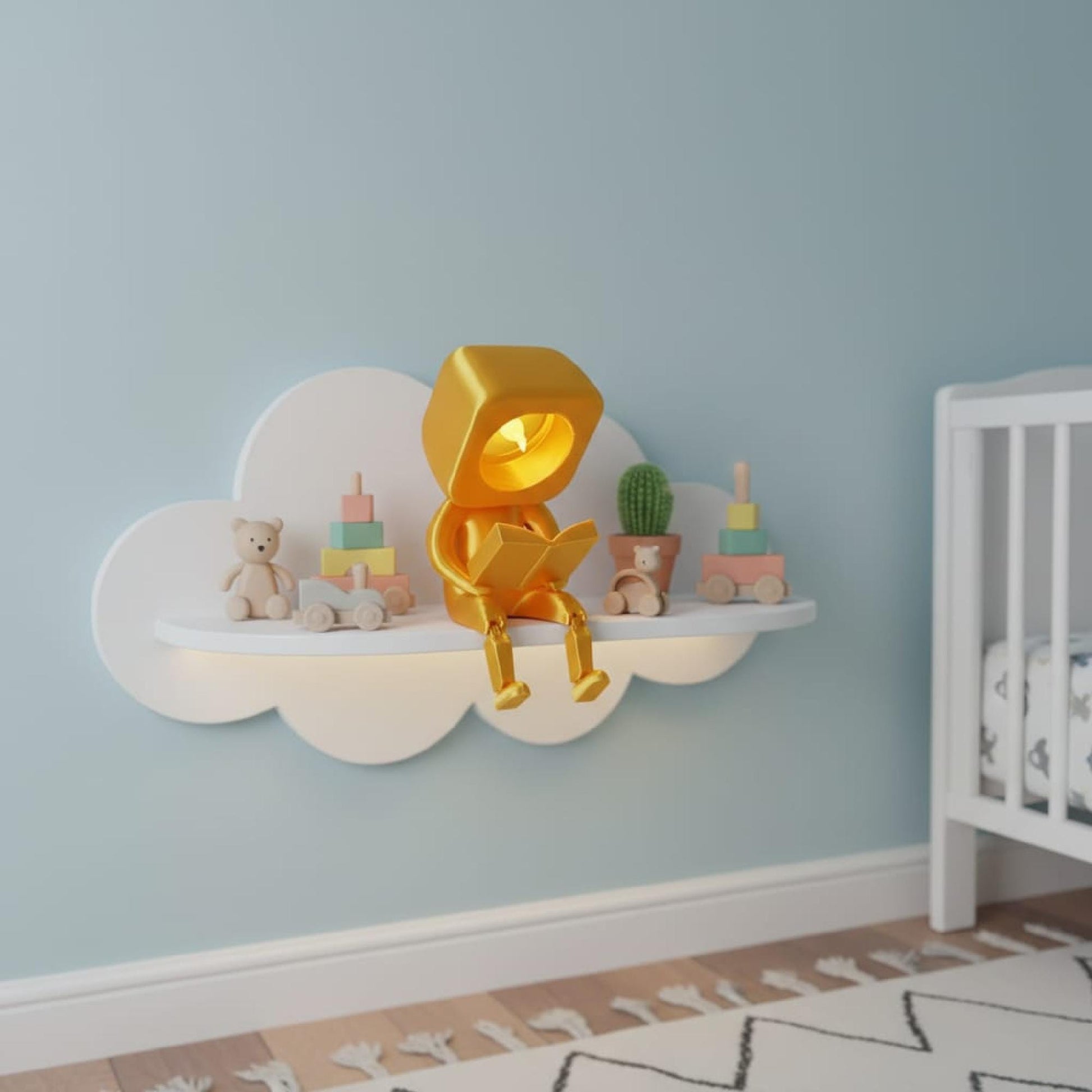 Enfeite Luminoso Articulado Personagem Lendo Livro Ideal para Decoração de Estantes e Mesas